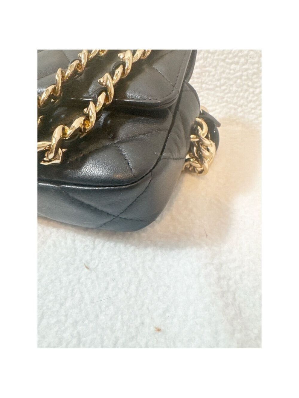 Chanel Mini Quilted Lambskin Chain Crossbody Bag Black Gold Hardware COA - Picture 3 of 16